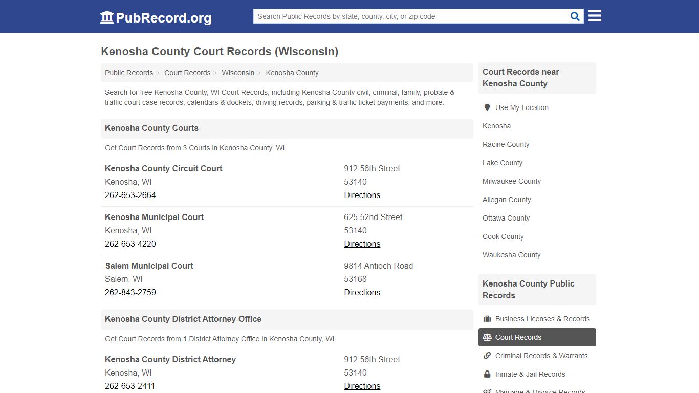 Free Kenosha County Court Records (Wisconsin Court Records) - PubRecord.org